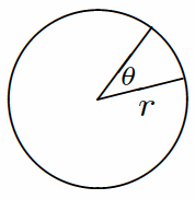 angle theta in a circle of radius r
